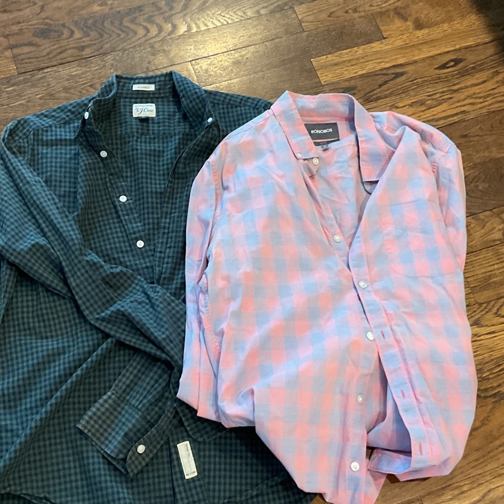 J. Crew Pink and Blue Plaid Shirt